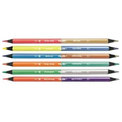 MILAN PACK DE 6 LAPICES BICOLORES TRIANGULARES - MINA DE 2.9MM - FORMA ERGONOMICA - RESISTENTE A LA ROTURA - COLORES FLUO Y METALIZADOS