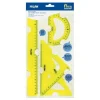 MILAN PACK DE 4 REGLAS FLEXIBLES Y RESISTENTES - REGLA, ESCUADRA, CARTABON Y TRANSPORTADOR - COLOR AMARILLO