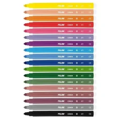 MILAN PACK DE 18 ROTULADORES - PUNTA CONICA 5MM - TINTA AL AGUA - LAVABLE - COLORES SURTIDOS