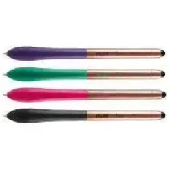 MILAN STYLUS COPPER EXPOSITOR DE 24 BOLIGRAFOS DE BOLA RETRACTILES - PUNTA 1MM - PUNTERO PARA PANTALLA TACTIL - CUERPO DE COLORES SURTIDOS - COLOR DE TINTA AZUL