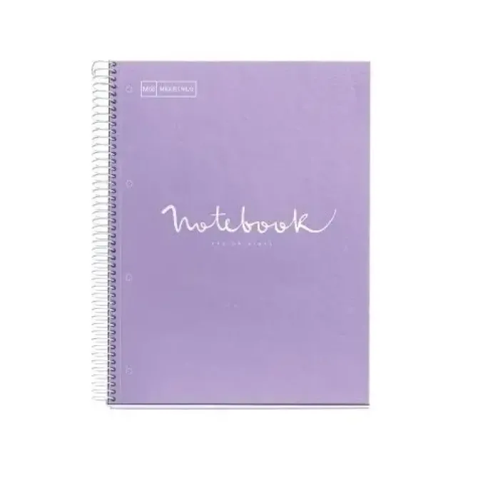MIQUEL RIUS NOTEBOOK A-4 120 HOJAS MORADO PASTEL DOTS RAYADO LETTERING PUNTOS