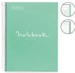 MIQUEL RIUS NOTEBOOK A-5 120 HOJAS MORADO MENTA VERDE PASTEL DOTS RAYADO LETTERING PUNTOS 46556