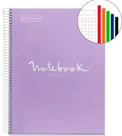 MIQUEL RIUS NOTEBOOK A-4 TAPA EXTRA DURA CUADRO 5X5MM 120H 90GR EMOTION LILA LAVANDA 46077