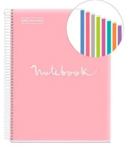 MIQUEL RIUS NOTEBOOK A-4 TAPA PLASTICO CUADRO 5X5MM 160H 90GR EMOTION ROSA FUERTE 46084