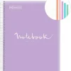MIQUEL RIUS NOTEBOOK A-4 TAPA PLASTICO CUADRO 5X5MM 120H 90GR EMOTION LAVANDA MR46079