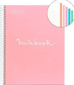MIQUEL RIUS NOTEBOOK A-4 TAPA EXTRA DURA CUADRO 5X5MM 120H 90GR EMOTION AZUL ROSA 46068