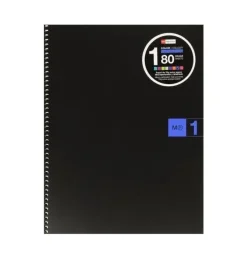 MIQUEL RIUS NOTEBOOK1 CUADERNO DE ESPIRAL FORMATO A4 - 80 HOJAS MICROPERFORADAS CON 4 TALADROS - CUADRICULA 5X5 - BANDA DE LAS HOJAS AZUL - CUBIERTAS DE POLIPROPILENO - COLOR NEGRO