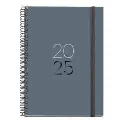 MIQUELRIUS AGENDA ANUAL (2025) MIQUELRIUS BASIC CALM ESPIRAL TAPA EXTRA CON GOMA PLUS 155X213 S/V GRAFITO