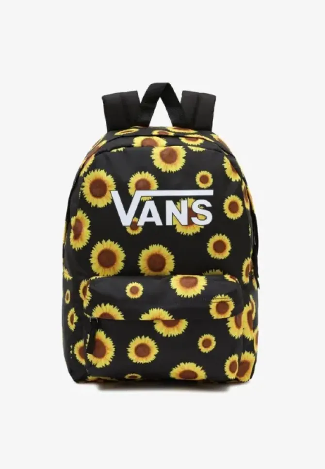 MOCHILA CLASICA VANS SKOOL MEDIUM NEGRA CON GIRASOLES VN0A4ULTMAZ1