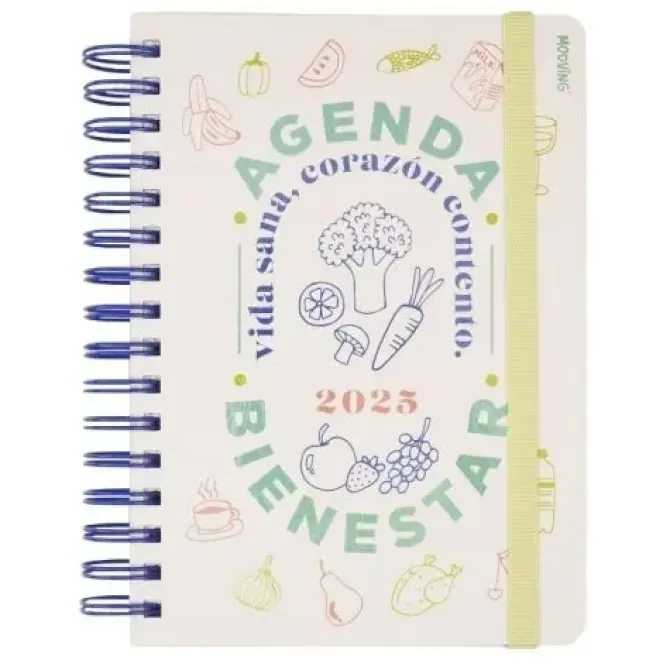 MOOVING AGENDA ANUAL (2025) MOOVING BIENESTAR WIRE-O TAPA EXTRA CON GOMA 15X21 D/P