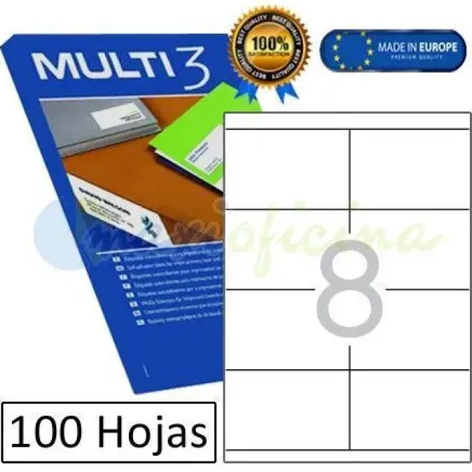 MULTI3 PACK DE 800 ETIQUETAS BLANCAS CANTOS RECTOS TAMAÑO 105.0X70.0MM CON ADHESIVO PERMANENTE PARA MULTIPLES USOS