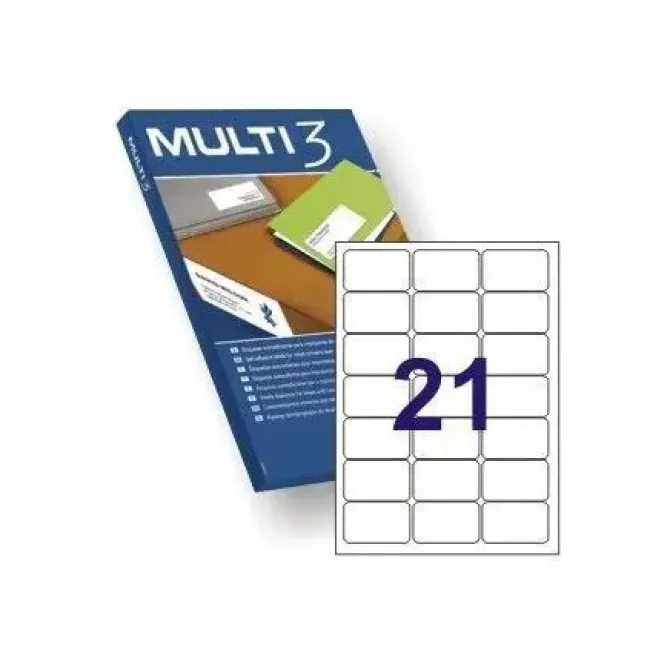 MULTI3 PACK DE 2.100 ETIQUETAS BLANCAS CANTOS ROMOS TAMAÑO 63.5X38.1MM CON ADHESIVO PERMANENTE PARA MULTIPLES USOS