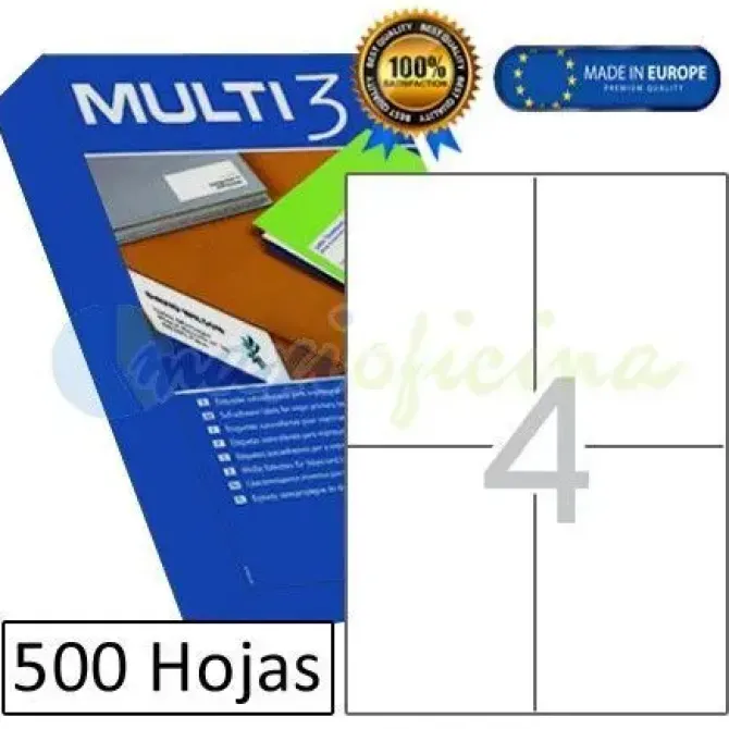 MULTI3 PACK DE 2.000 ETIQUETAS BLANCAS CANTOS RECTOS TAMAÑO 105.0X148.0MM CON ADHESIVO PERMANENTE PARA MULTIPLES USOS