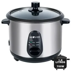 MUVIP ARROCERA - CAPACIDAD 1.8 LITROS - POTENCIA 700W - CUERPO DE ACERO INOXIDABLE - RECIPIENTE ANTIADHERENTE - TAPA DE CRISTAL - ACCESORIOS INCLUIDOS - COLOR GRIS