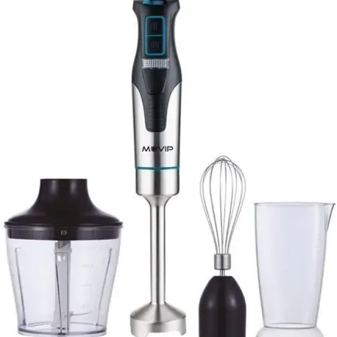 MUVIP BATIDORA DE MANO INOX 1200W + ACCESORIOS - 2 VELOCIDADES - CONTROL DE VELOCIDAD - CUERPO DE ACERO INOXIDABLE