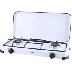 MUVIP COCINA DE GAS 2 FUEGOS - ENCENDIDO MANUAL - REJILLAS EXTRAIBLES - TAPA PROTECTORA