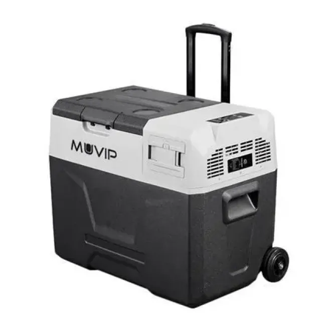 MUVIP NEVERA PORTATIL CON COMPRESOR - CAPACIDAD 30 LITROS - PROTECCION PARA BATERIA - LUZ LED INTERIOR - CONEXION 12/24/220V - PUERTO USB - COMPRESOR SILENCIOSO - COLOR GRIS