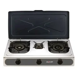 MUVIP PARRILLA DE ACERO INOXIDABLE - QUEMADOR DE HIERRO FUNDIDO - QUEMADORES DESMONTABLES - BASE ANTIDESLIZANTE - DIMENSIONES: 71X37X12.3 CM - COLOR PLATEADO