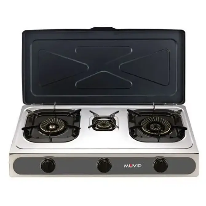 MUVIP PARRILLA DE ACERO INOXIDABLE - QUEMADOR DE HIERRO FUNDIDO - QUEMADORES DESMONTABLES - BASE ANTIDESLIZANTE - DIMENSIONES: 71X37X12.3 CM - COLOR PLATEADO