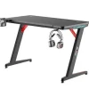 MUVIP PRO300 MESA GAMING FIBRA DE CARBONO CON LUZ RGB - SOLIDA - GRAN SUPERFICIE - PORTAVASOS - GANCHO PARA AURICULARES - MEDIDAS 120X60X75CM - COLOR NEGRO
