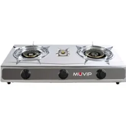 MUVIP SERIE STRONG COCINA DE GAS INOX 3 FUEGOS - ENCENDIDO PIEZOELECTRICO - QUEMADOR DE HIERRO FUNDIDO DESMONTABLE