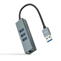 NANOCABLE ADAPTADOR DE RED USB 3.0 A ETHERNET GIGABIT 10/100/1000 MBPS + 3 PUERTOS USB 3.0