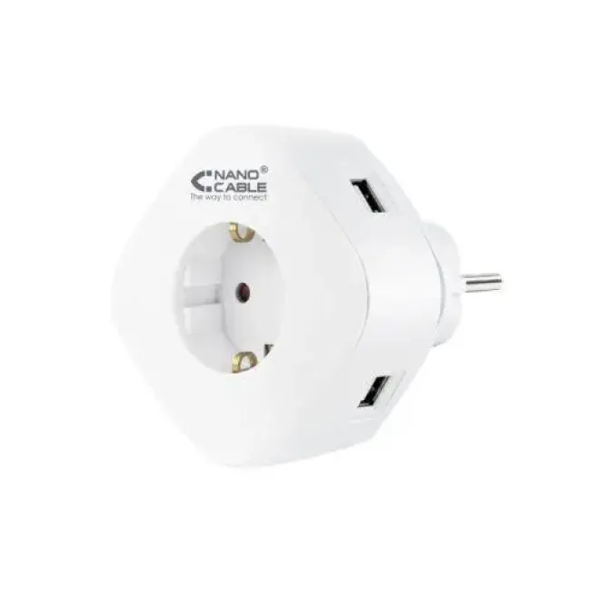 NANOCABLE BASE DE 1 ENCHUFE TIPO F + 2X USB-A Y 1X USB-C