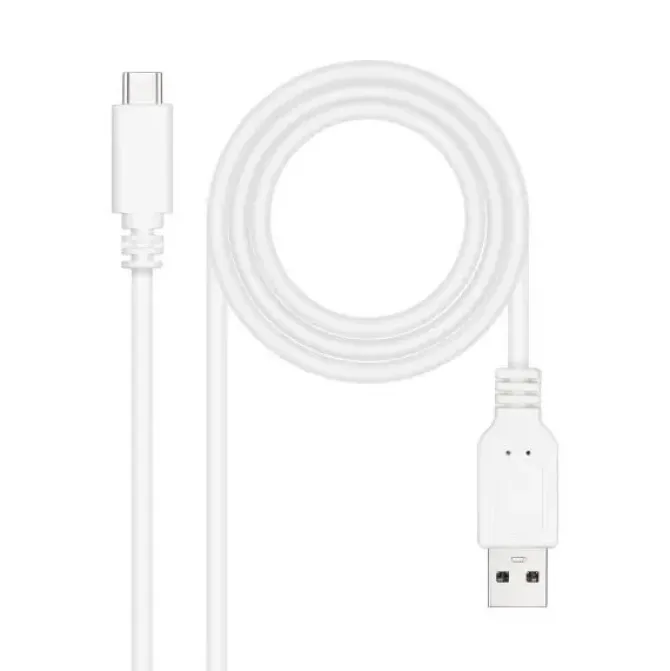 NANOCABLE CABLE 2.0 3A USB-C MACHO A USB-A MACHO - LONGITUD 2M - COLOR BLANCO