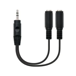 NANOCABLE CABLE AUDIO ESTEREO 2X JACK 3.5MM HEMBRA A JACK 3.5MM MACHO 0.15M - COLOR NEGRO