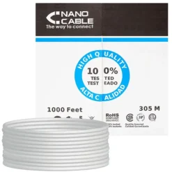 NANOCABLE CABLE DE RED RJ45 CAT.6 UTP RIGIDO AWG24 - LONGITUD 305M - COLOR GRIS