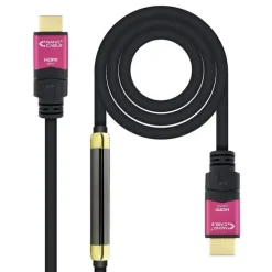 NANOCABLE CABLE HDMI V2.0 MACHO CON REPETIDOR A HDMI V2.0 MACHO 15M - 4K@60HZ 18GBPS - ALTA VELOCIDAD - COLOR NEGRO/ROSA