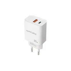NANOCABLE CARGADOR DE PARED USB-C/PD + USB-A/QC 30W - COLOR BLANCO