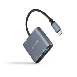 NANOCABLE CONVERSOR USB-C A HDMI, VGA, USB 3.0 Y USB-C PD - LONGITUD DEL CABLE 15CM - COLOR GRIS