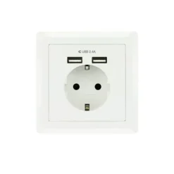 NANOCABLE ROSETA BASE DE ENCHUFE DE PARED EMPOTRABLE TIPO SCHUKO CON 2 TOMAS USB 2.4A - COLOR BLANCO