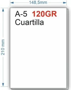 NAVIGATOR PAPEL 120GR 500HOJAS TAMAÑO CUARTILLA A5 BLANCO MUY GRUESO