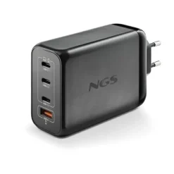 NGS BUD 240W CARGADOR UNIVERSAL DE PARED 240W ULTRARAPIDO - GAN - 3X USB-C PD & PPS, 1X USB-A QC 3.0 - COLOR NEGRO
