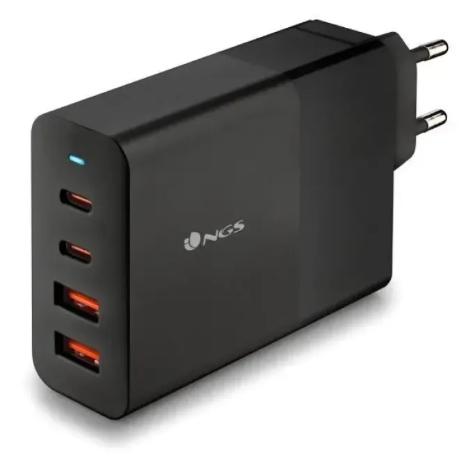NGS BUD 100W CARGADOR UNIVERSAL DE PARED 100W ULTRARAPIDO - 2X USB-C PD & PPS, 2X USB-A QC 3.0 - COLOR NEGRO