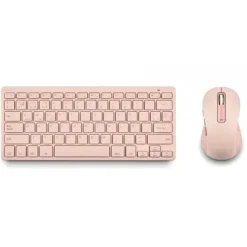 NGS FANTASY PACK TECLADO COMPACTO SILENCIOSO + RATON SILENCIOSO 1600DPI 5 BOTONES - CONEXION 2,4GHZ, BT1 Y BT2 - COLOR ROSA