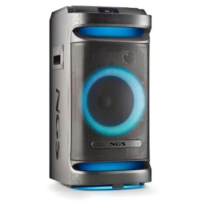 NGS WILD SPACE 1 ALTAVOZ PORTATIL 900W BLUETOOTH 5.3 CON WOOFER 10 - USB Y AUX - ILUMINACION LED - AUTONOMIA HASTA 6H - INCLUYE RUEDAS Y TROLEY - COLOR NEGRO
