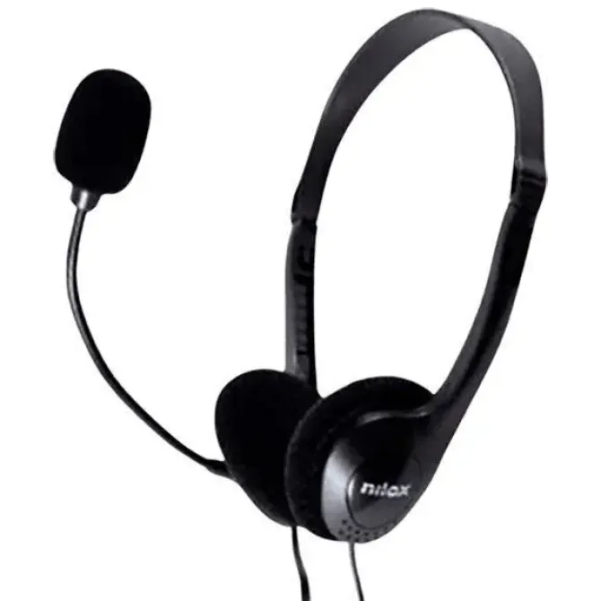 NILOX AURICULARES USB CON MICROFONO - MICROFONO FLEXIBLE - DIADEMA AJUSTABLE - CONTROLES EN CABLE - CABLE DE 1.80M - COLOR NEGRO