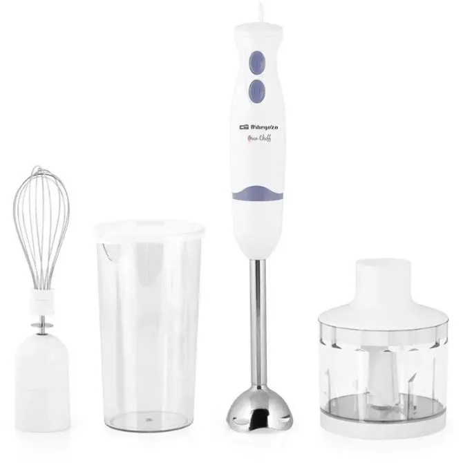 ORBEGOZO BT 1320 BATIDORA-PICADORA VERSATIL - POTENTE MOTOR 400W - HOJA DE ACERO INOXIDABLE - MANGO ERGONOMICO - VASO MEZCLADOR 600ML - PICADOR UNIVERSAL 500ML - ANILLA PARA COLGAR