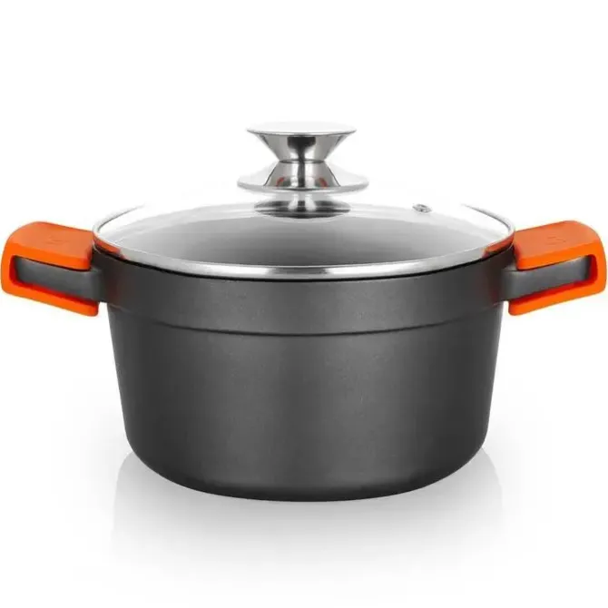 ORBEGOZO CDH 3020 - CACEROLA DE ALUMINIO FUNDIDO RESISTENTE - VERSATILIDAD Y SEGURIDAD EN LA COCINA - ANTIADHERENTE Y APTA PARA TODO TIPO DE FUEGOS - TAPA DE CRISTAL TEMPLADO - 2.8L DE CAPACIDAD