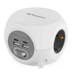 ORBEGOZO EN 4000 - ENCHUFE 7 EN 1 CON TOMAS DE TIERRA Y CONEXIONES USB-C - COMPACTO Y SEGURO - IDEAL PARA VIAJES - CABLE DE 1.5 METROS - CARGA MULTIPLES DISPOSITIVOS SIMULTANEAMENTE