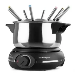 ORBEGOZO FDR 14 FONDUE ELECTRICA DE ACERO INOXIDABLE - DISFRUTA DE QUESO FUNDIDO - CHOCOLATE CALIENTE Y MAS EN GRUPO - POTENCIA DE 1500W - OLLA DE 1.4 L