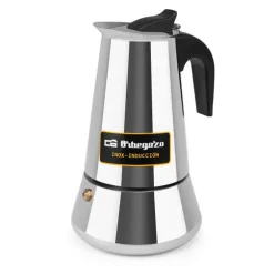 ORBEGOZO KFI 660 CAFETERA ITALIANA DE ACERO INOXIDABLE - CAPACIDAD PARA 6 TAZAS - COMPATIBLE CON DIFERENTES TIPOS DE COCINAS - ASA ERGONOMICA PARA UN MANEJO SEGURO
