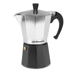 ORBEGOZO KFM 630 CAFETERA DE ALUMINIO - PREPARA 6 TAZAS DE CAFE EN MINUTOS - MANGO ERGONOMICO PARA UN MANEJO SEGURO - VALVULA DE SEGURIDAD PARA TRANQUILIDAD