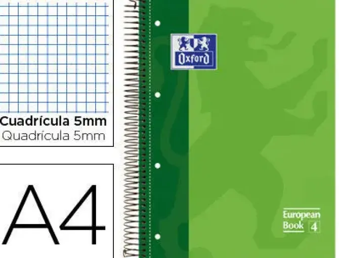 OXFORD BLOC OXFORD A4+ 80H T.EXTD CN5MM VERD 100430199/034 MAK029111