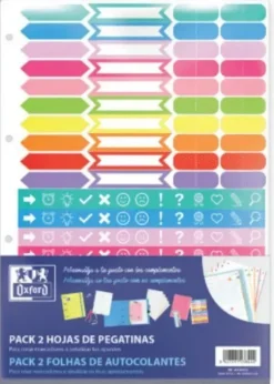 OXFORD PACK 2 HOJAS PEGATINAS MARCADORES O SEÑALIZADORES DE APUNTES