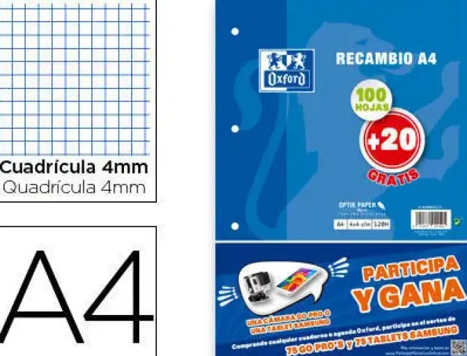 OXFORD RECAMBIO ESCO.A4 OXFORD CN 4MM 400058179 MAK028543