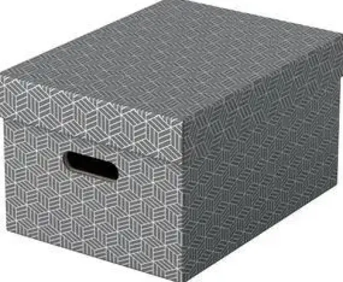PACK 3U CAJA CARTON DECORATIVA GRIS 365X265X205